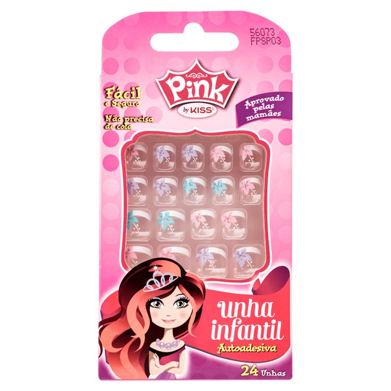kit unha postiça infantil com adesivo