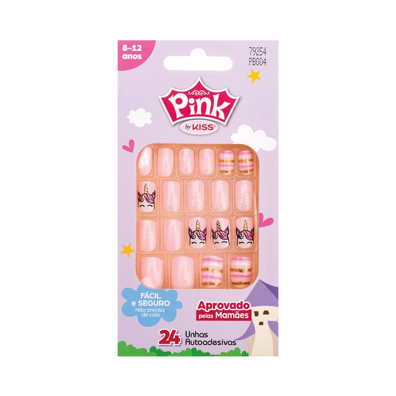 kit unha postiça infantil com adesivo