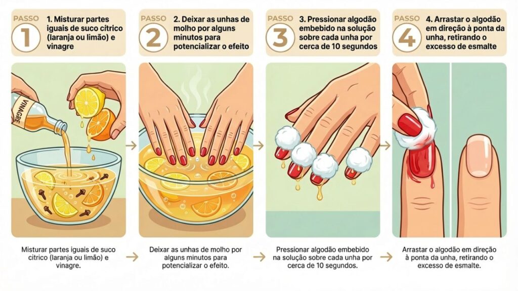 Receita caseira de removedor de esmalte com ingredientes que você tem em casa