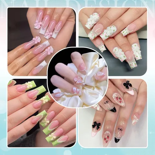 unha coquette com laço 3d