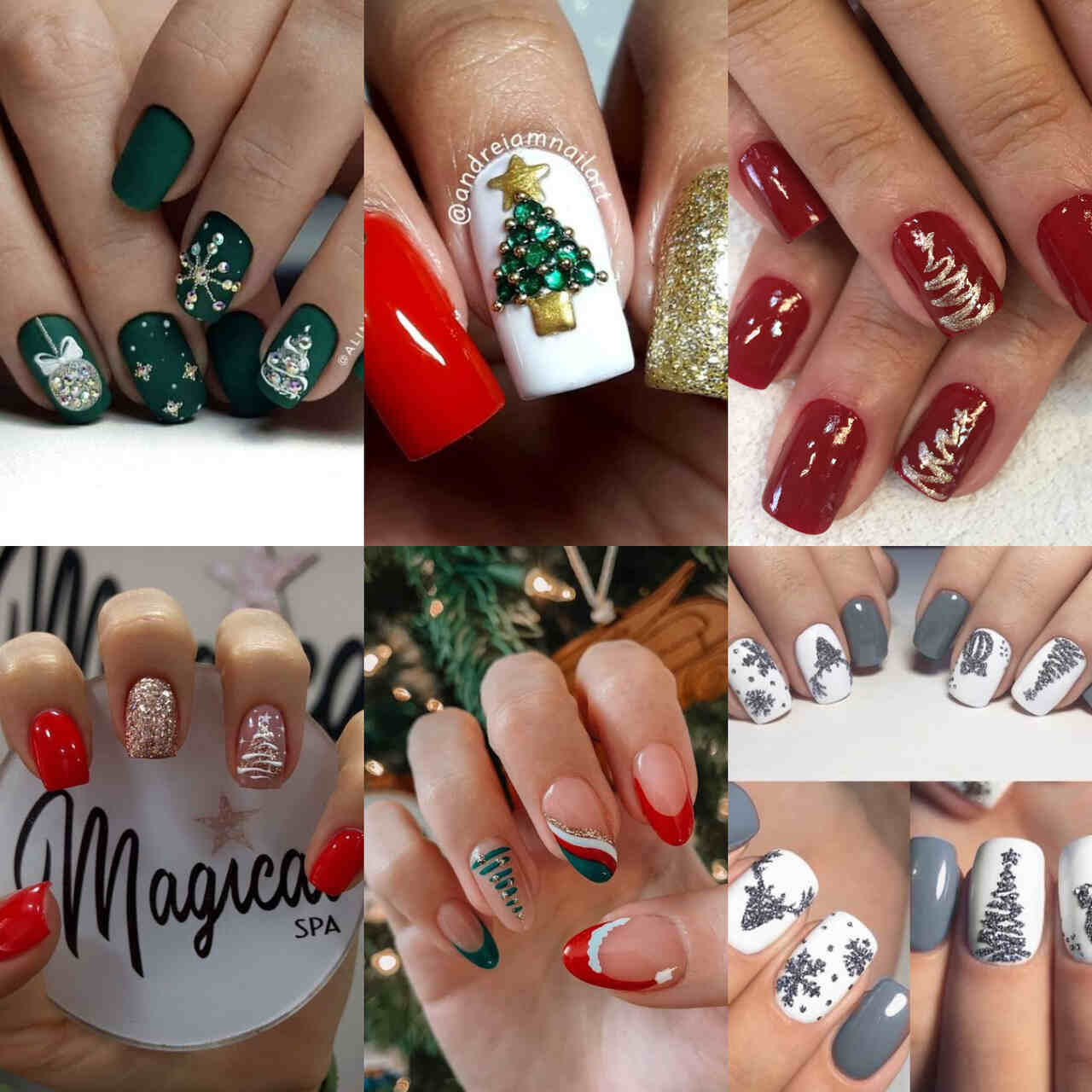 unhas de natal com adesivos 3d