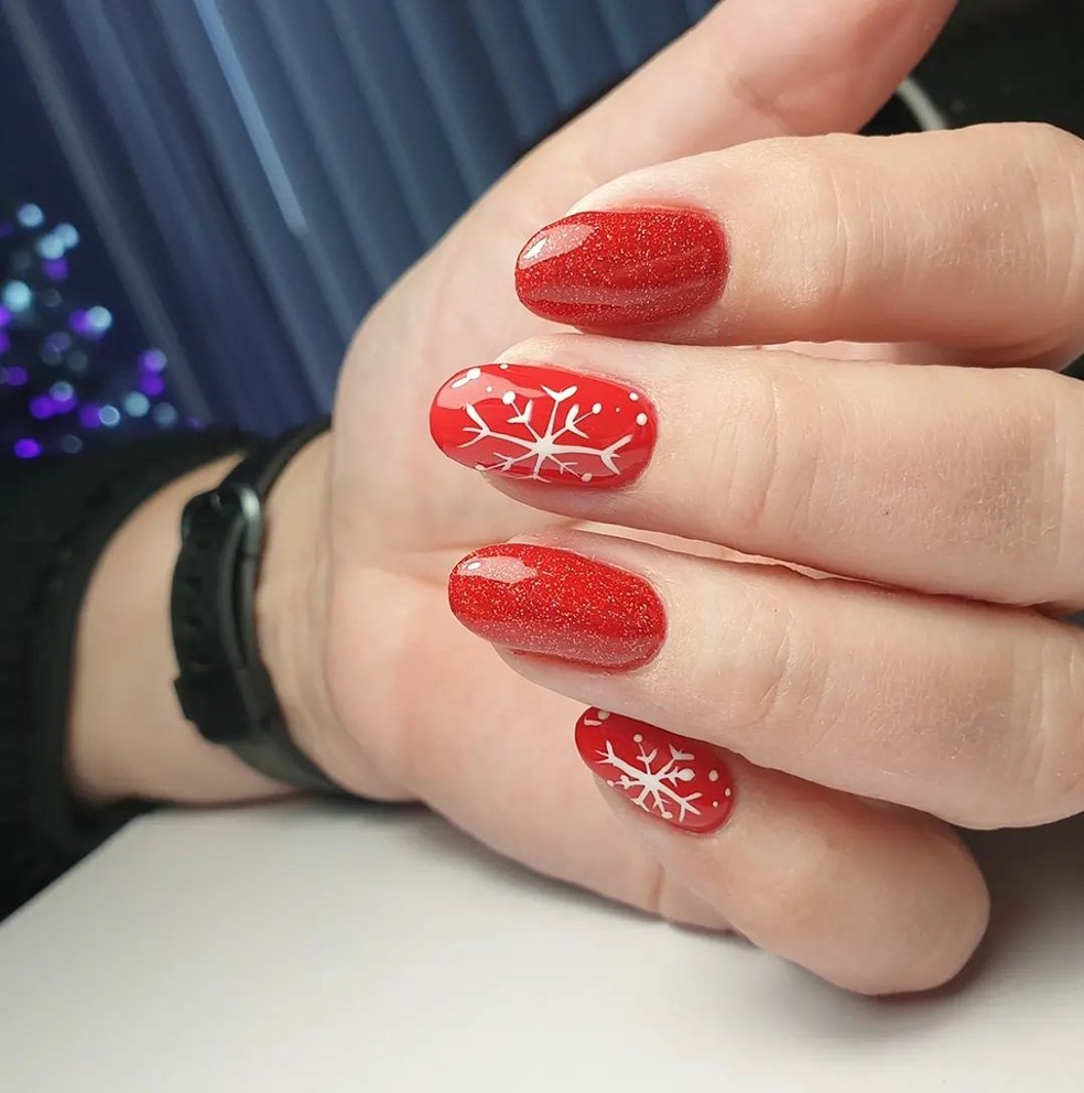 unha decorada natal simples