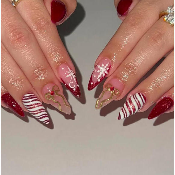 unhas decoradas natal com adesivos