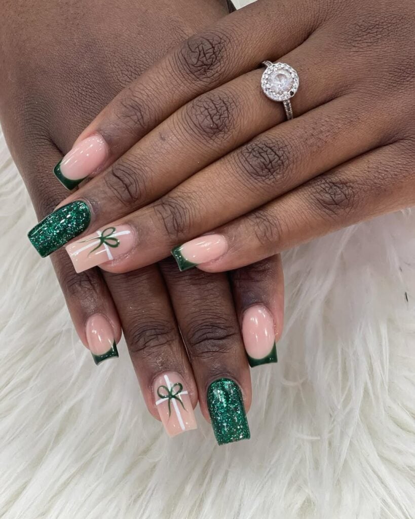 unhas decoradas natal com glitter