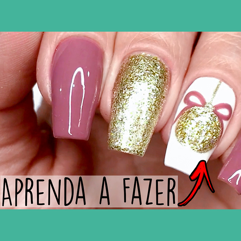 unhas decoradas natal floco de neve