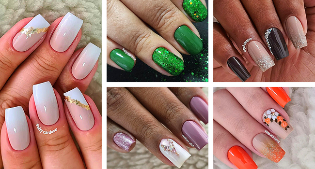ideias de decoração de unhas para ano novo com glitter