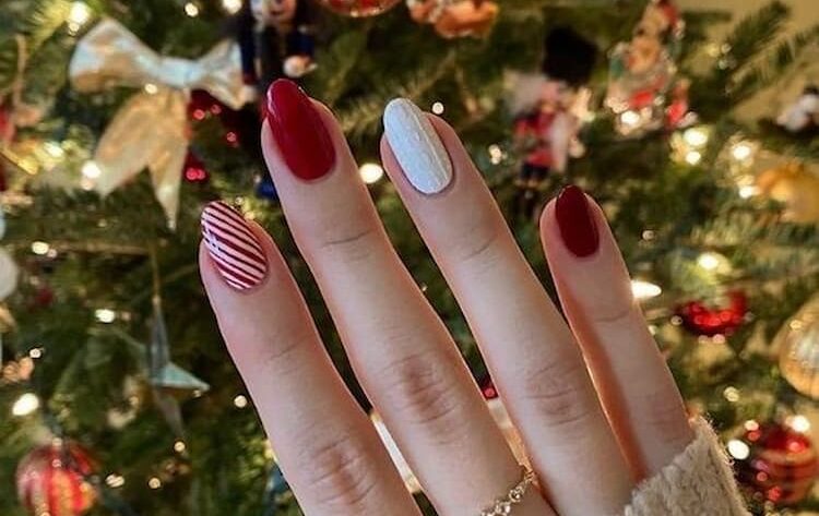 unhas de natal vermelhas