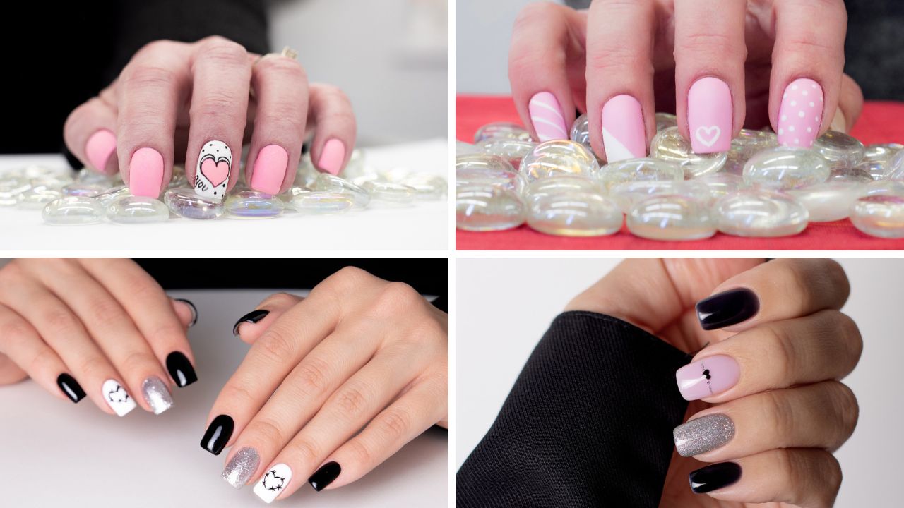 ideias de decoração de unhas curtas elegantes