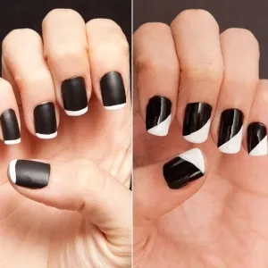 decoração de unha preta e branca