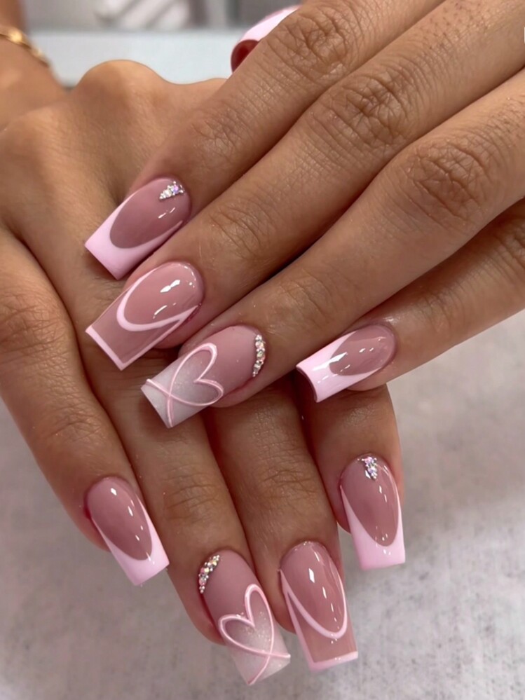 Unhas decoradas rosa em gel