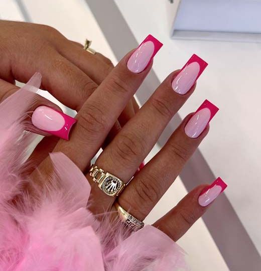 unha rosa e branco coquette