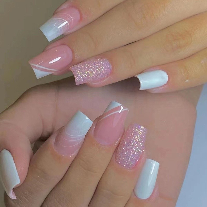 unha rosa e branco para festa
