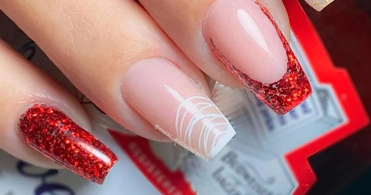 tutorial unha vermelha glitter encapsulado gel