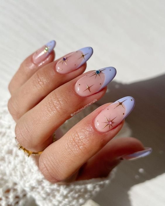 Efeito ombré unhas redondas
