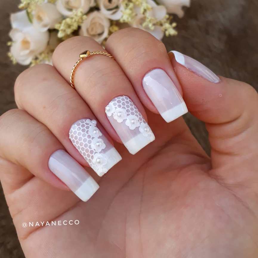 unhas em gel francesinha branca