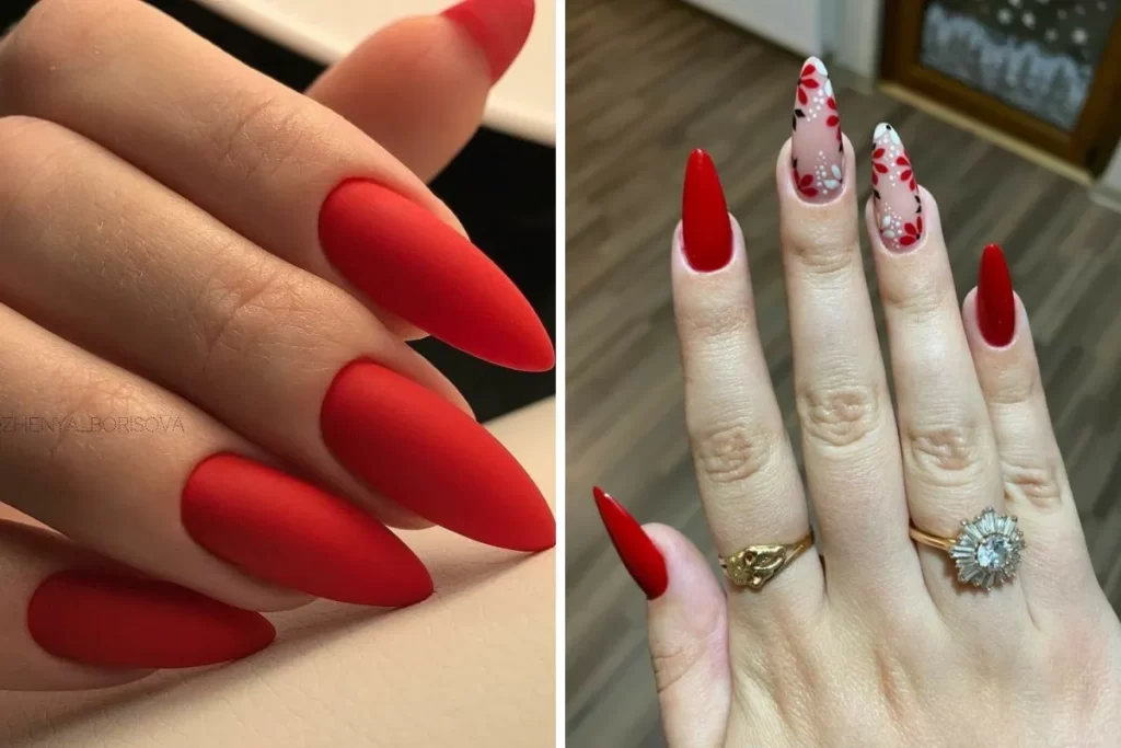 unha gel vermelha decorada filha única