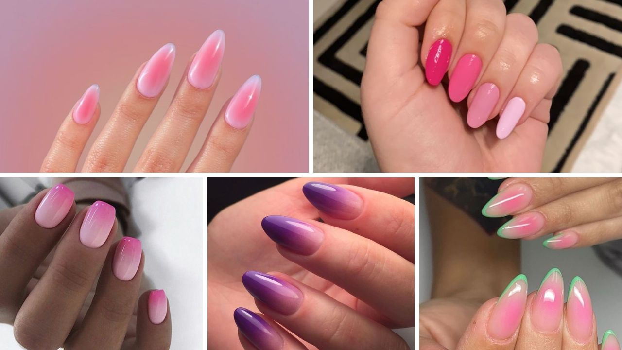 unhas em gel delicadas com glitter