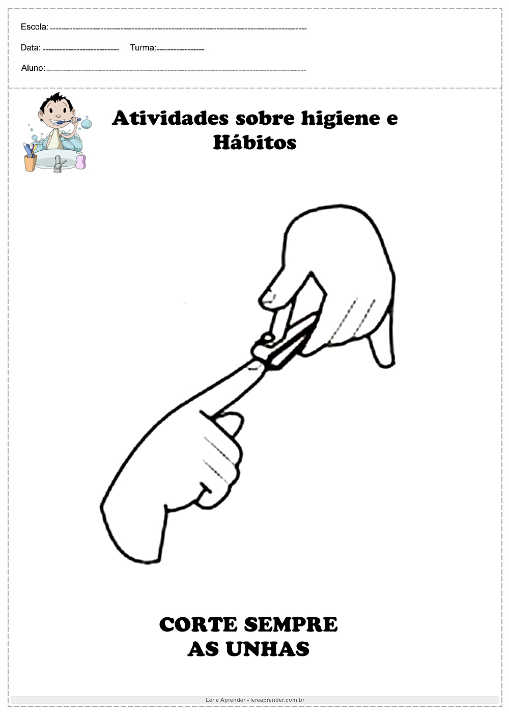 atividade infantil unhas para colorir