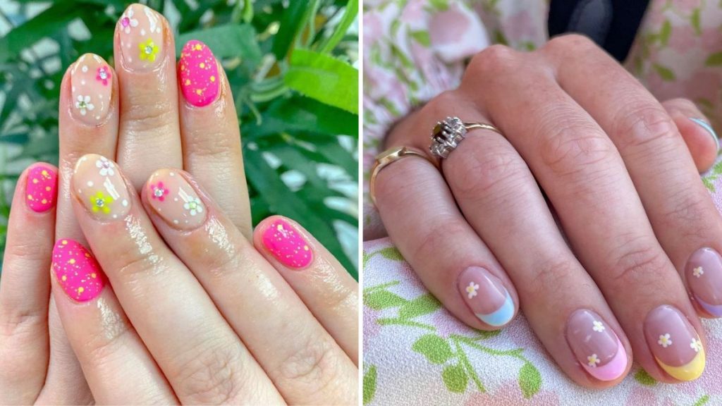 unhas curtas efeito cromado gel