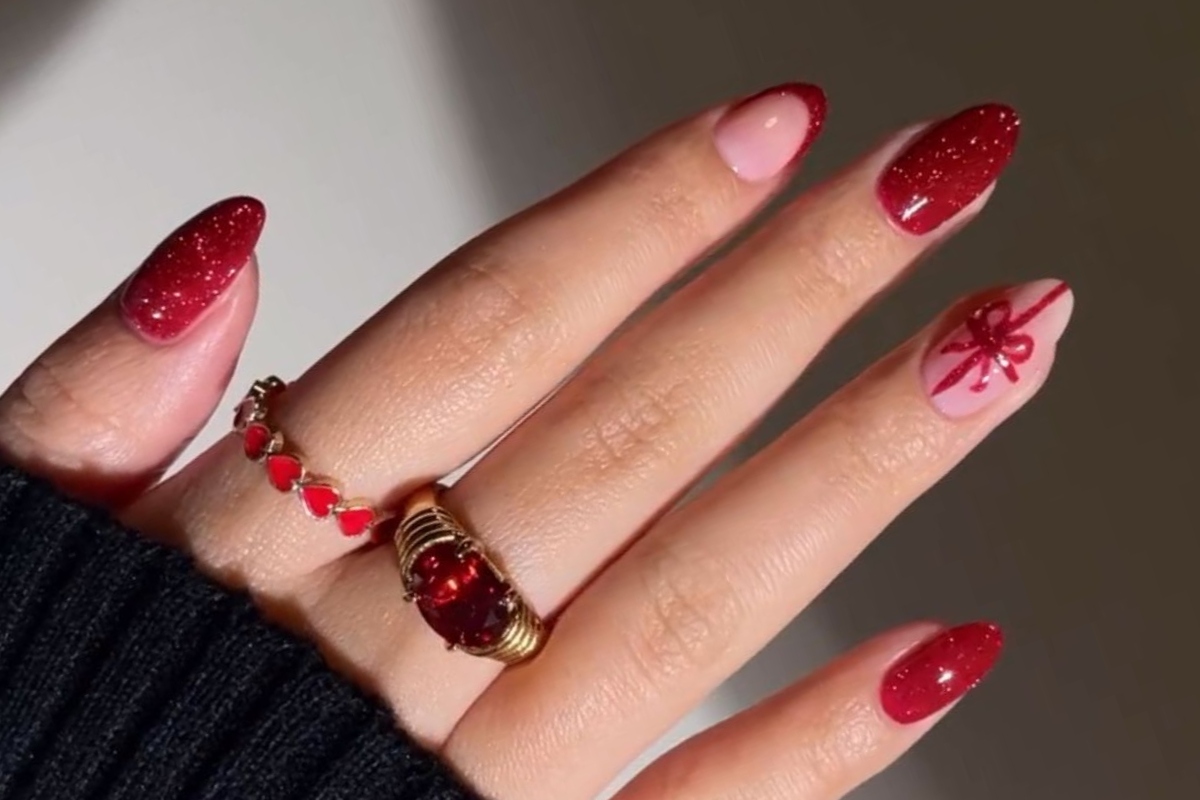 unhas vermelhas de natal