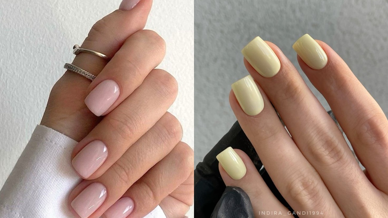 unhas quadradas com glitter
