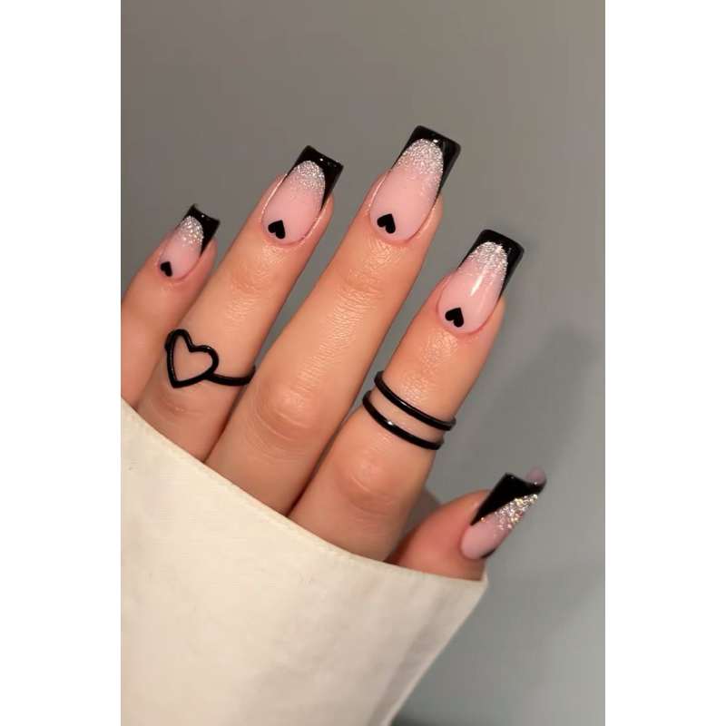 Unhas pretas com neon