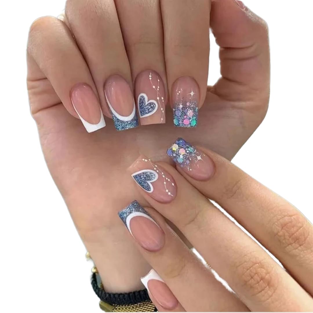 francesinha azul bebê com nail art floral