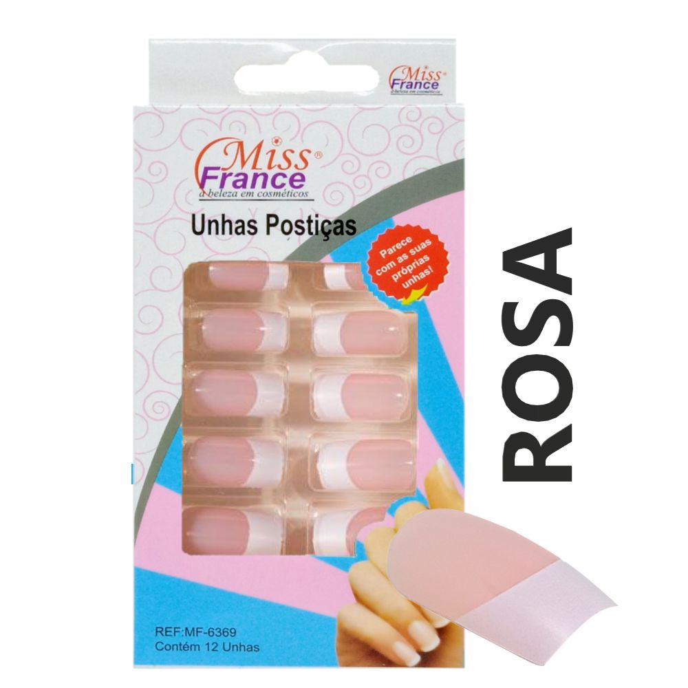 kit unha postiça francesinha