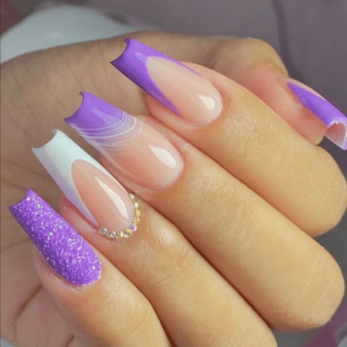 Kits de unhas postiças realistas francesinha