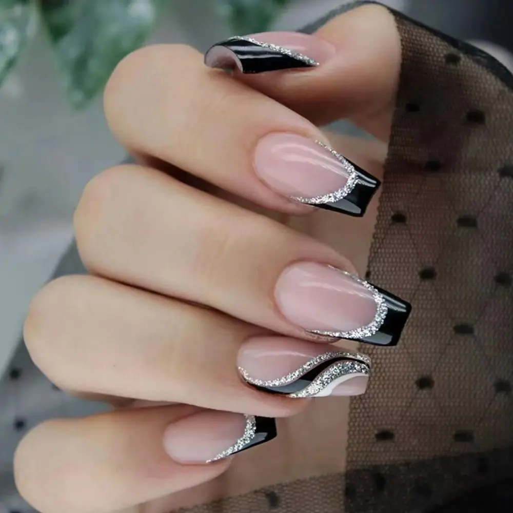 ideias de unhas de gel preta decorada 2025