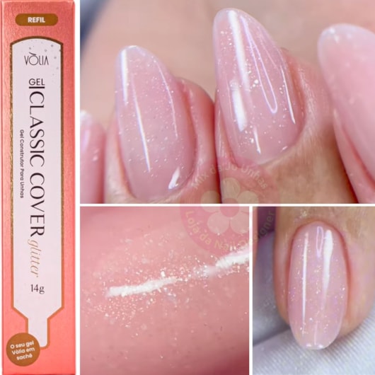 unha em gel glitter encapsulado
