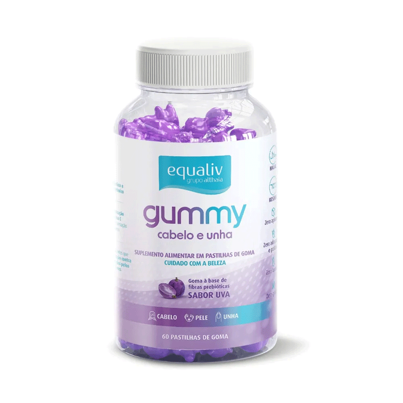 vitamina em goma cabelo pele unha