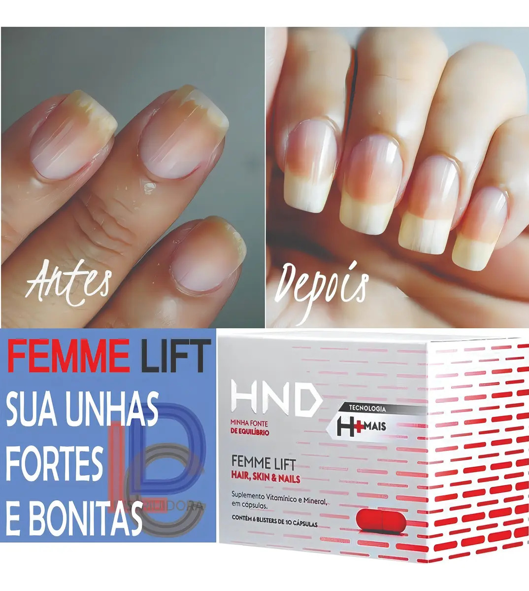 benefícios do HND cabelo pele e unha para cabelos longos