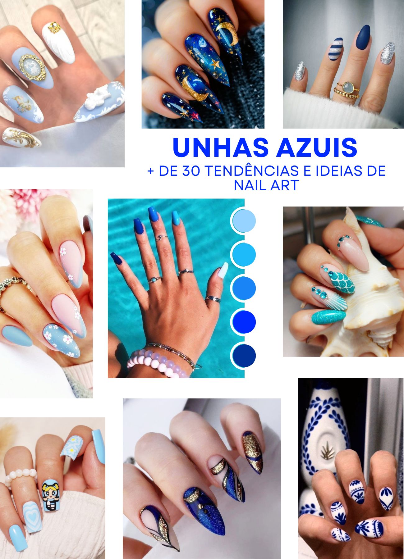 unhas azul marinho decoradas