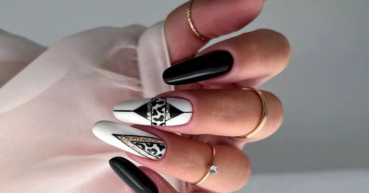 ideias de unha em gel decorada preta