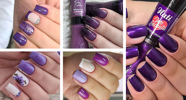 unhas lilás fosco