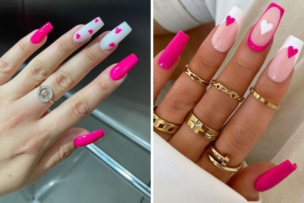 ideias de unha rosa e branco