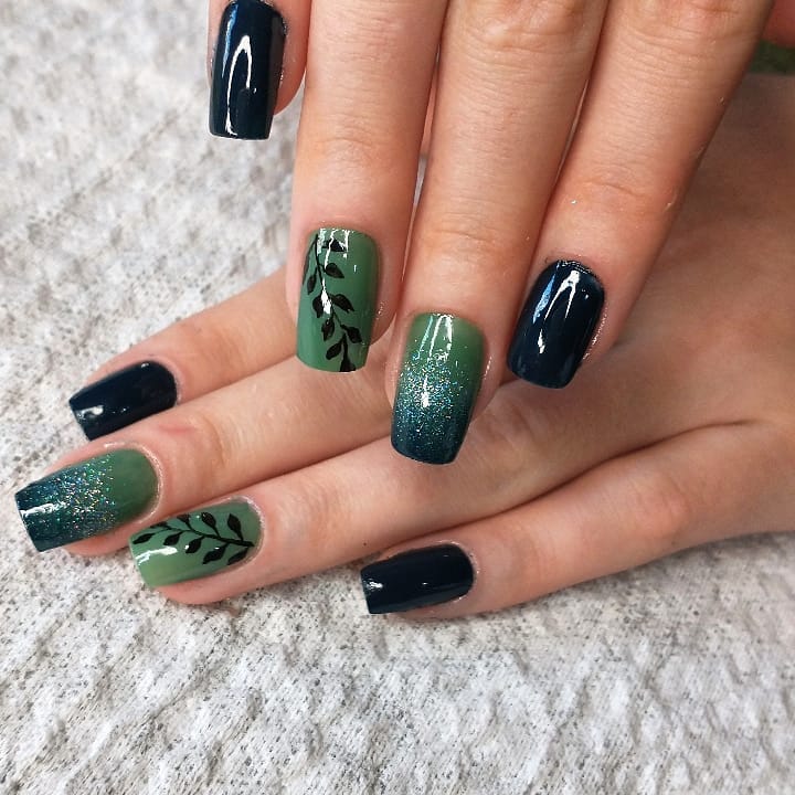 unha verde ombré