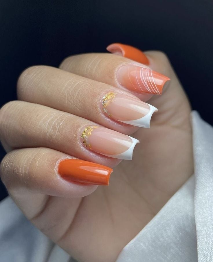 ideias de unhas laranja decoradas para o verão
