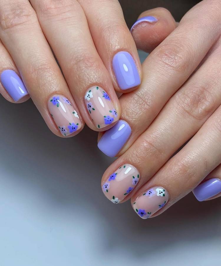 unhas em gel com glitter roxo