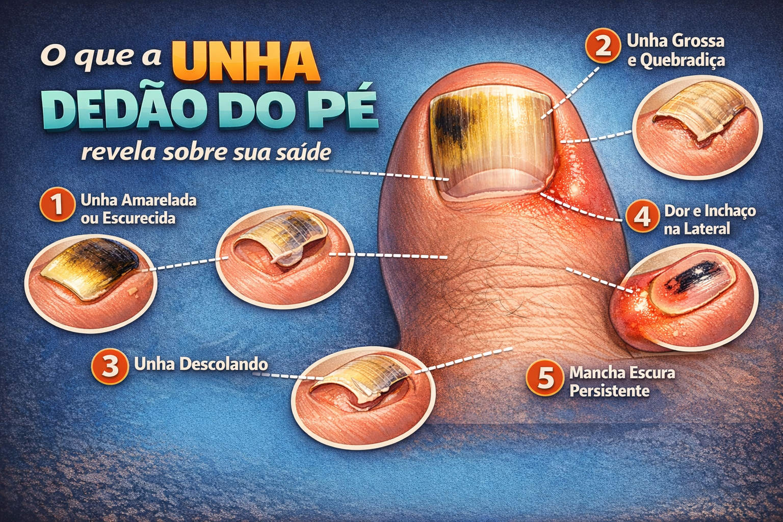 linha escura na unha do dedão