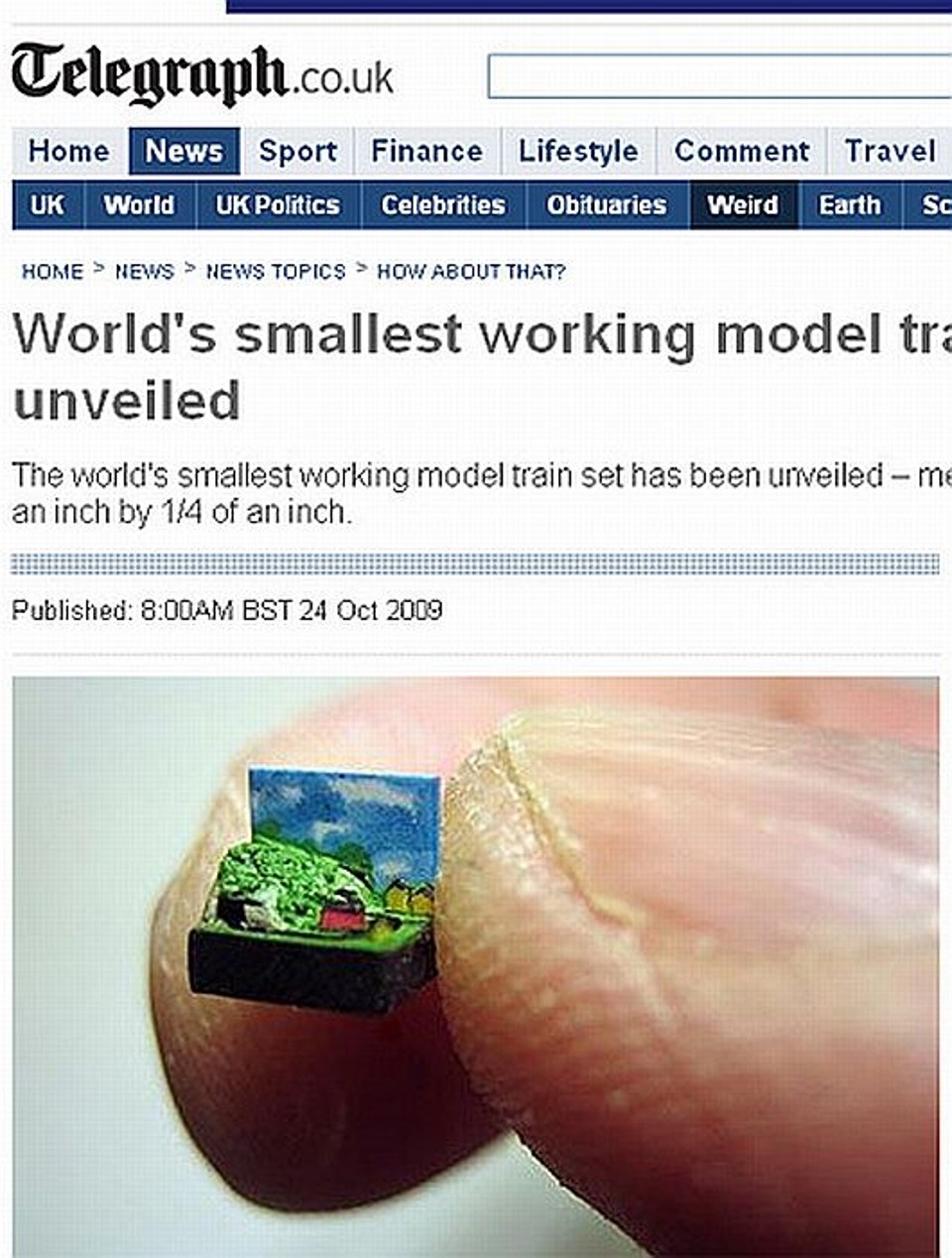 objetos do tamanho de uma unha