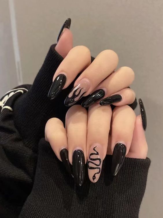 modelos de unha em gel preta