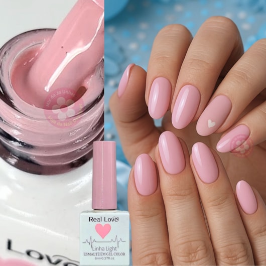 unhas em gel rosa bebê