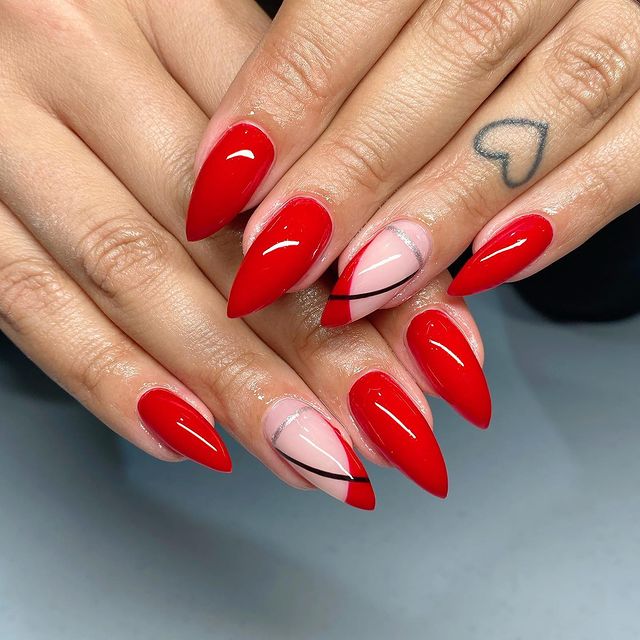 modelos de unha em gel vermelho