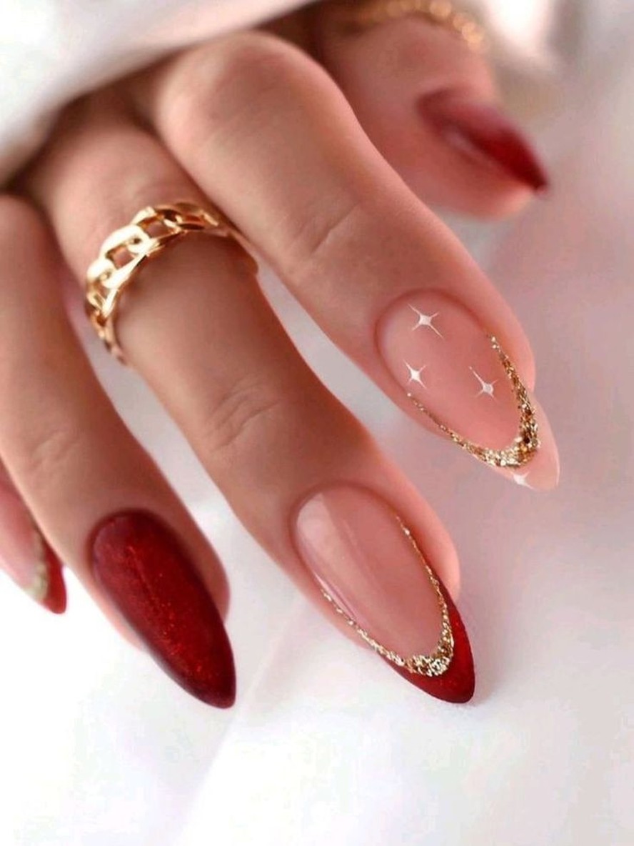 modelos de unha em gel vermelho