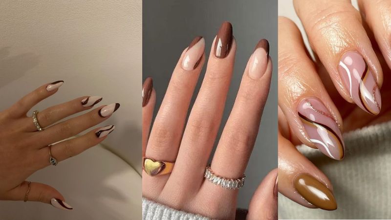 unhas marrom chocolate