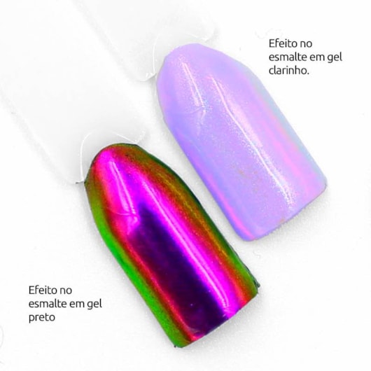 manicure com pó holográfico