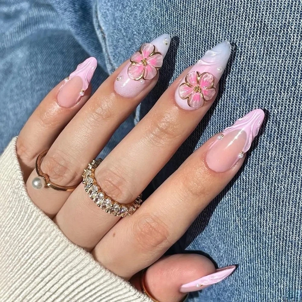 inspiração unhas 3d flores