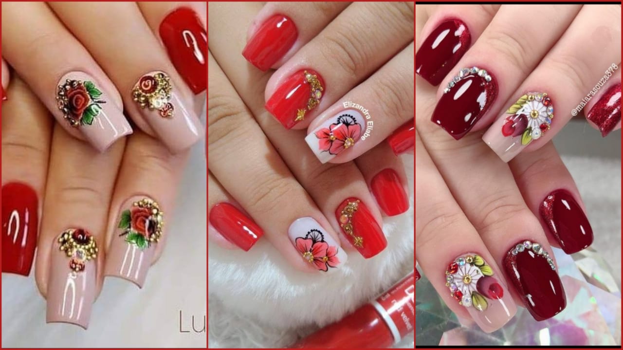 unha acrigel vermelha stiletto